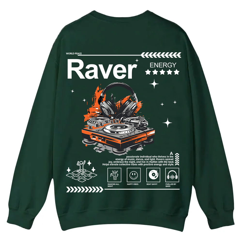 Raver Casual Crewneck Sweatshirt wearishow