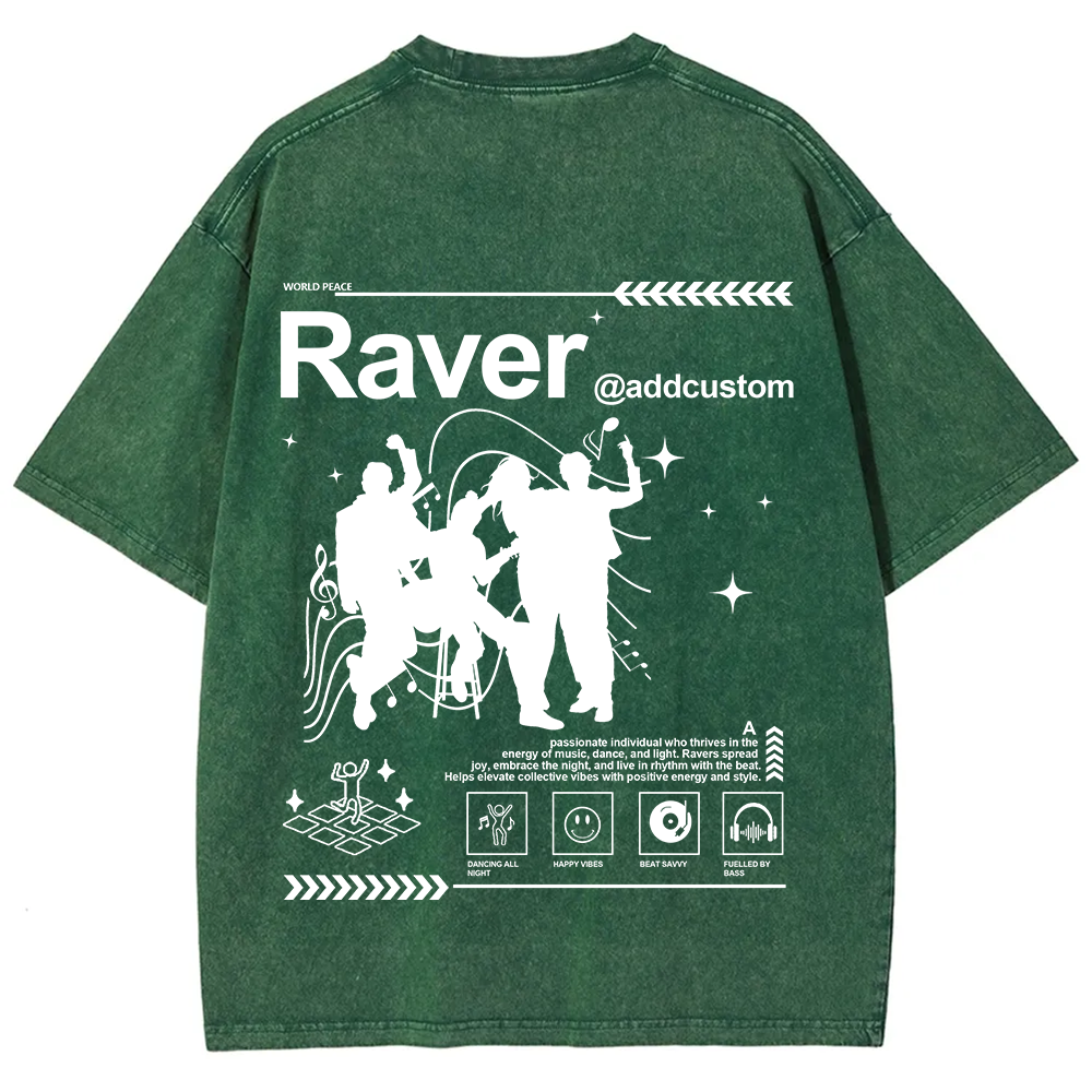 Addcustom Raver Unisex Fit Washed T-Shirt