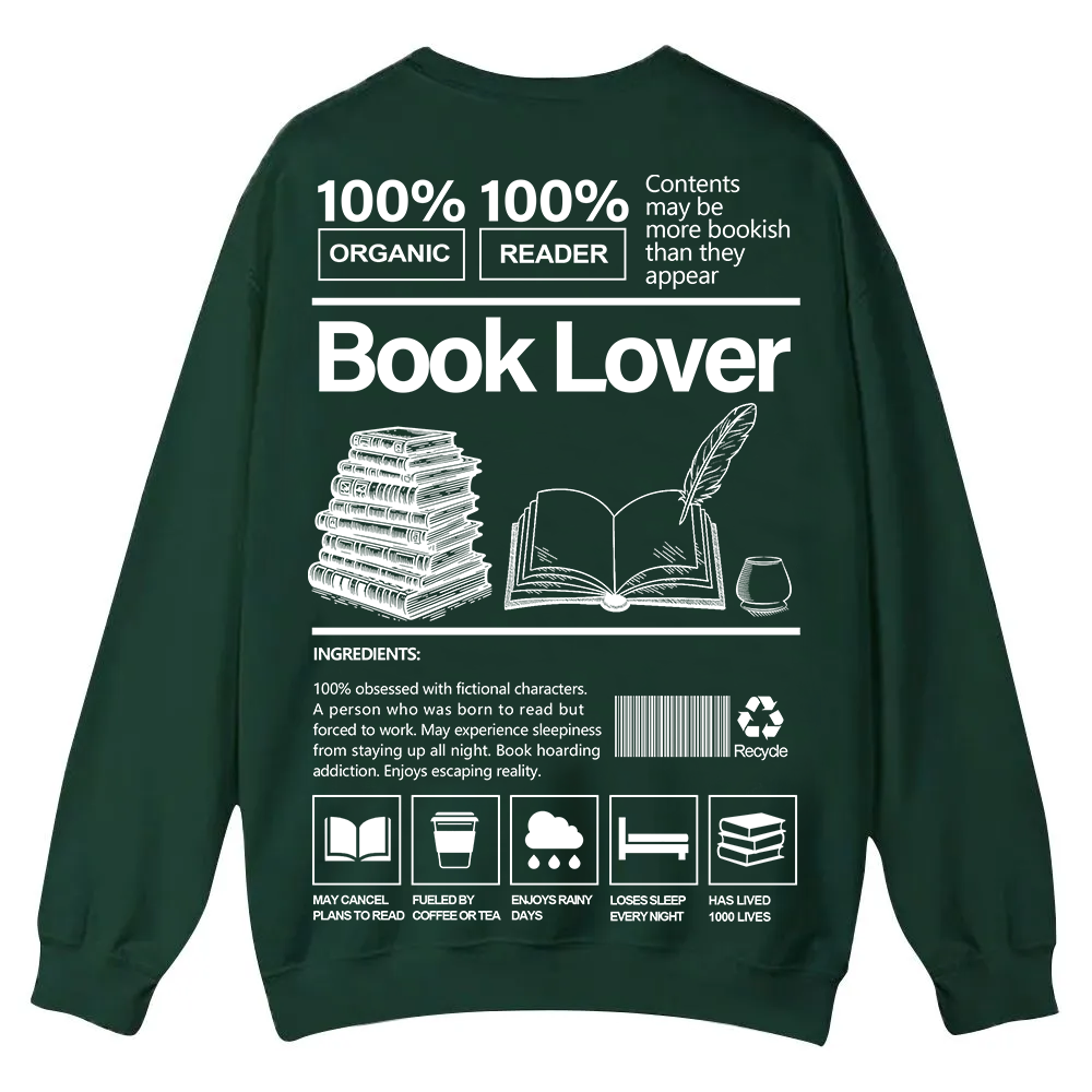 Book Lover Casual Crewneck Sweatshirt wearishow