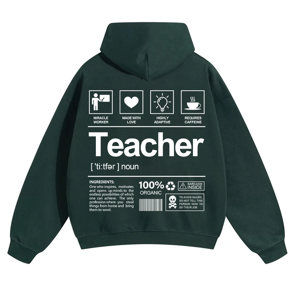 Teacher Unisex Solid Color Hoodie wearishow