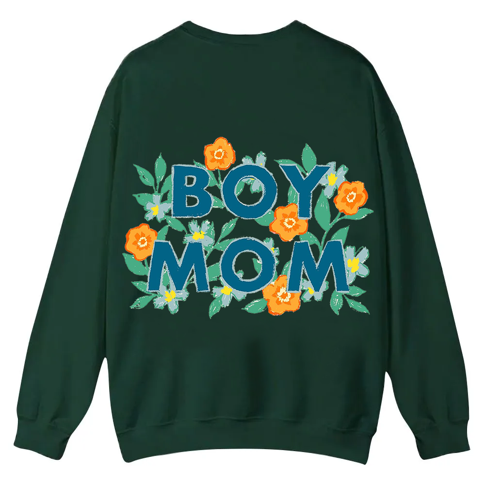 Boy Mom Casual Crewneck Sweatshirt wearishow