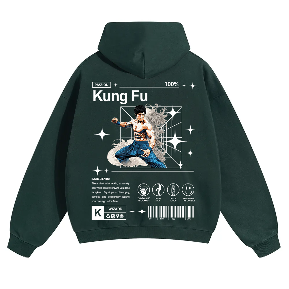 Kung Fu Unisex Solid Color Hoodie wearishow