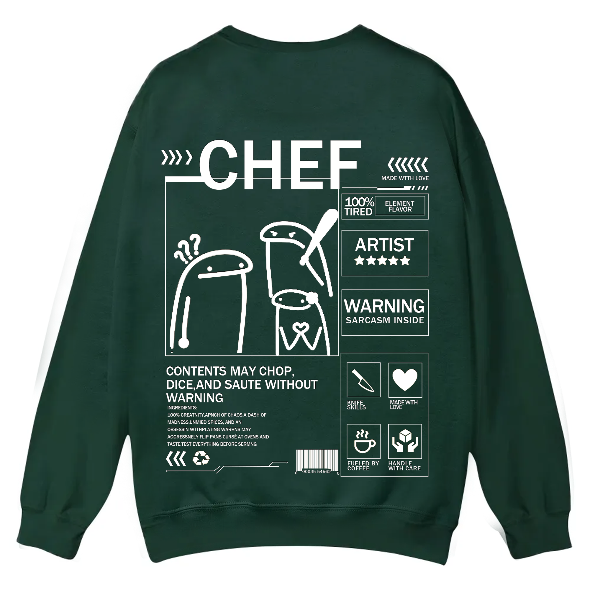 Chef Solid Color Unisex Casual Crewneck Sweatshirt