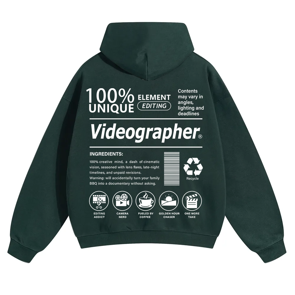 Videographer Unisex Solid Color Hoodie wearishow