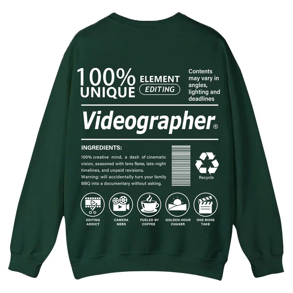 Videographer Casual Crewneck Sweatshirt wearishow wearishow