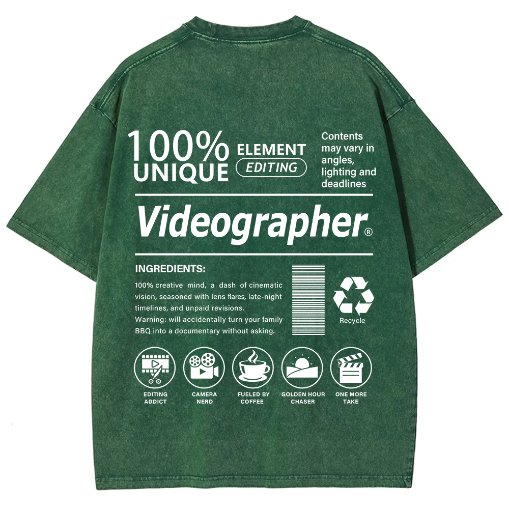 Videographer Unisex Fit Washed T-Shirt