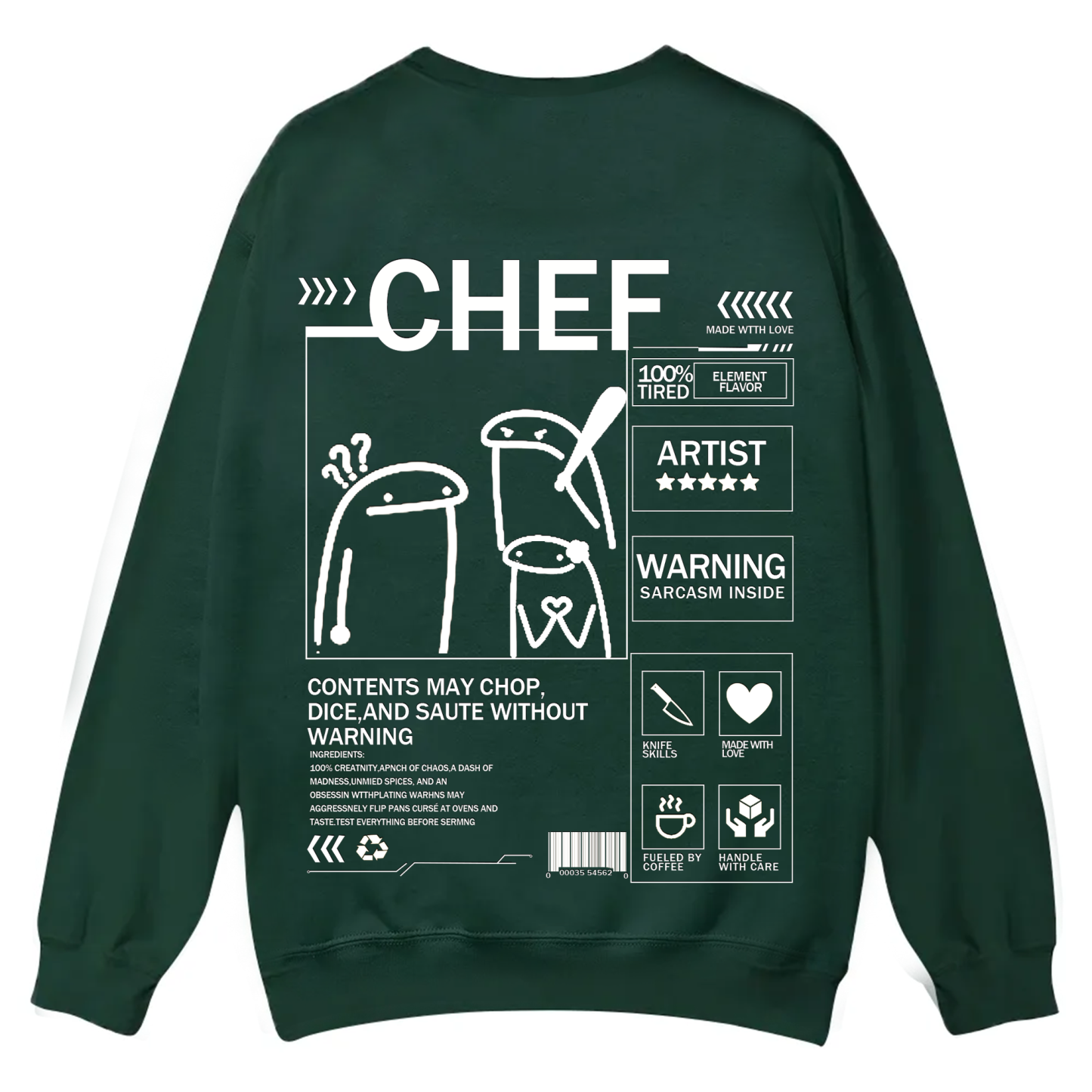 Chef Solid Color Unisex Casual Crewneck Sweatshirt