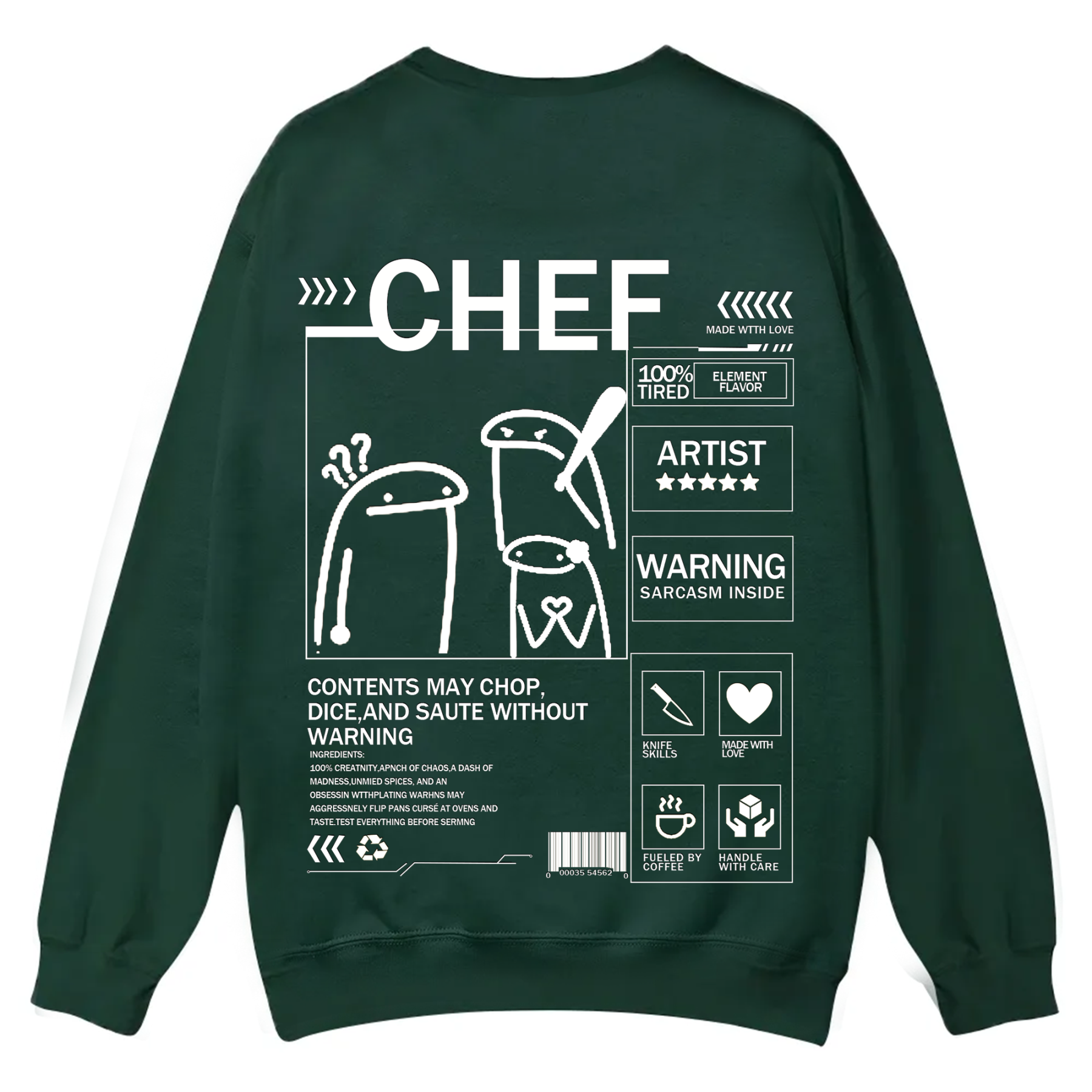 Chef Solid Color Unisex Casual Crewneck Sweatshirt