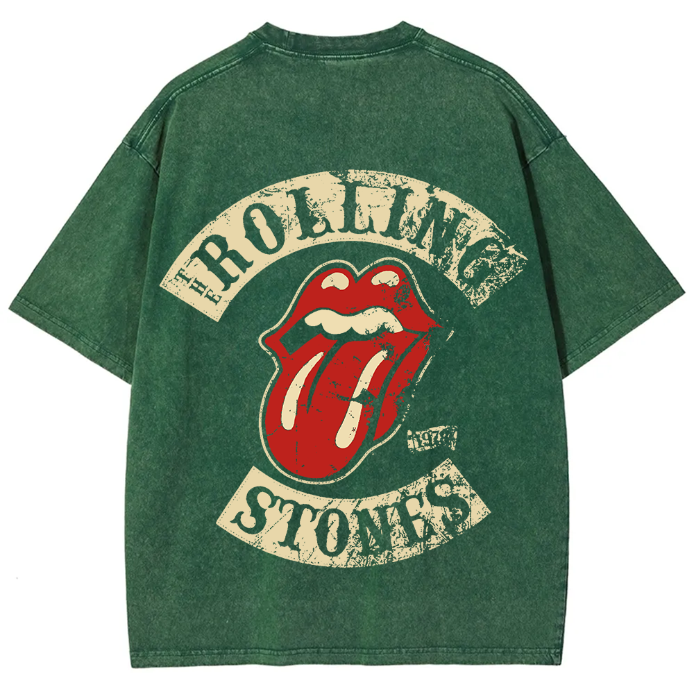 Unisex Vintage Washed Rolling Stones Rock Band T-Shirt