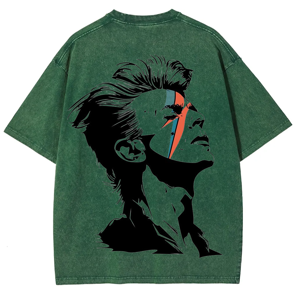 Unisex Vintage Washed David Bowie Aladdin Sane Singer T-Shirt