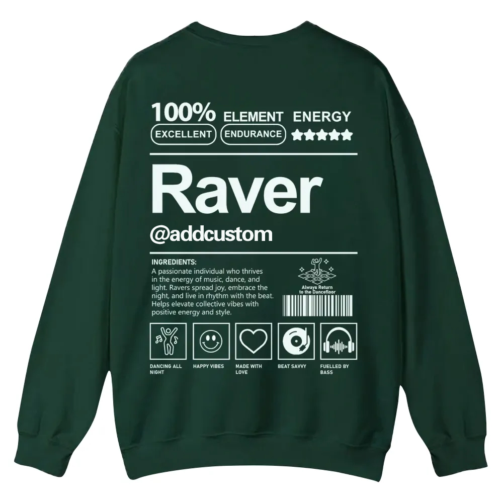 Addcustom Raver Casual Crewneck Sweatshirt wearishow