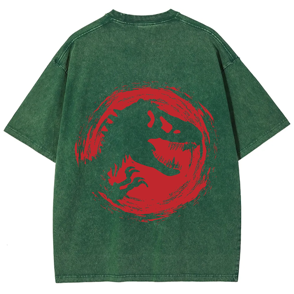 Unisex Vintage Washed Jurassic World Red Logo T-shirt