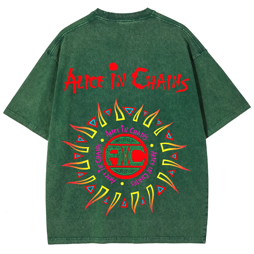  Unisex Vintage Alice in Chains Washed  T-shirt