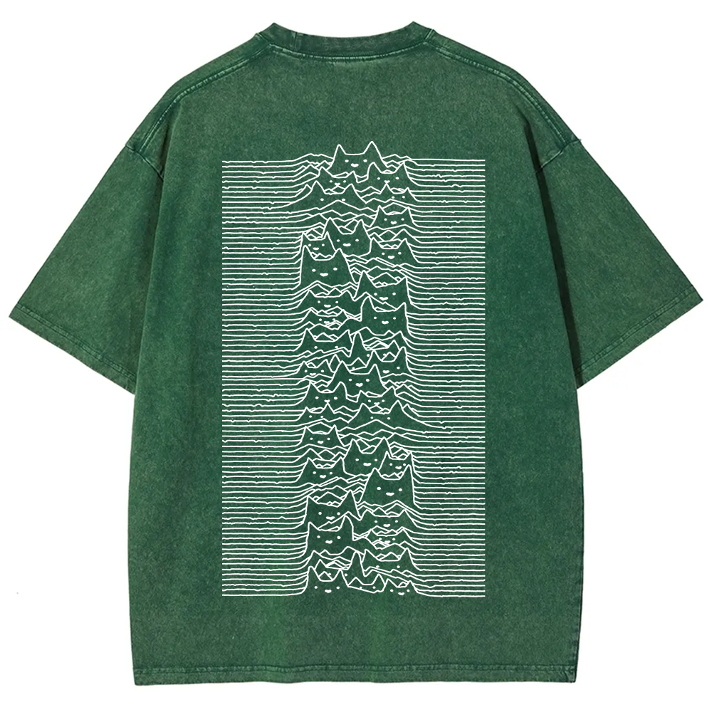 Unisex Vintage Washed Joy division Cat T-shirt