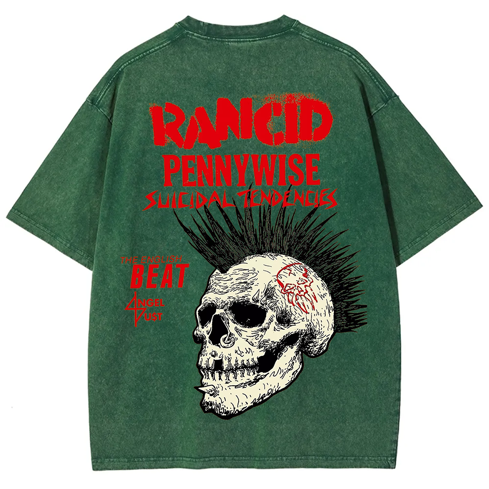 Rancid Skull Print Casua T-Shirt