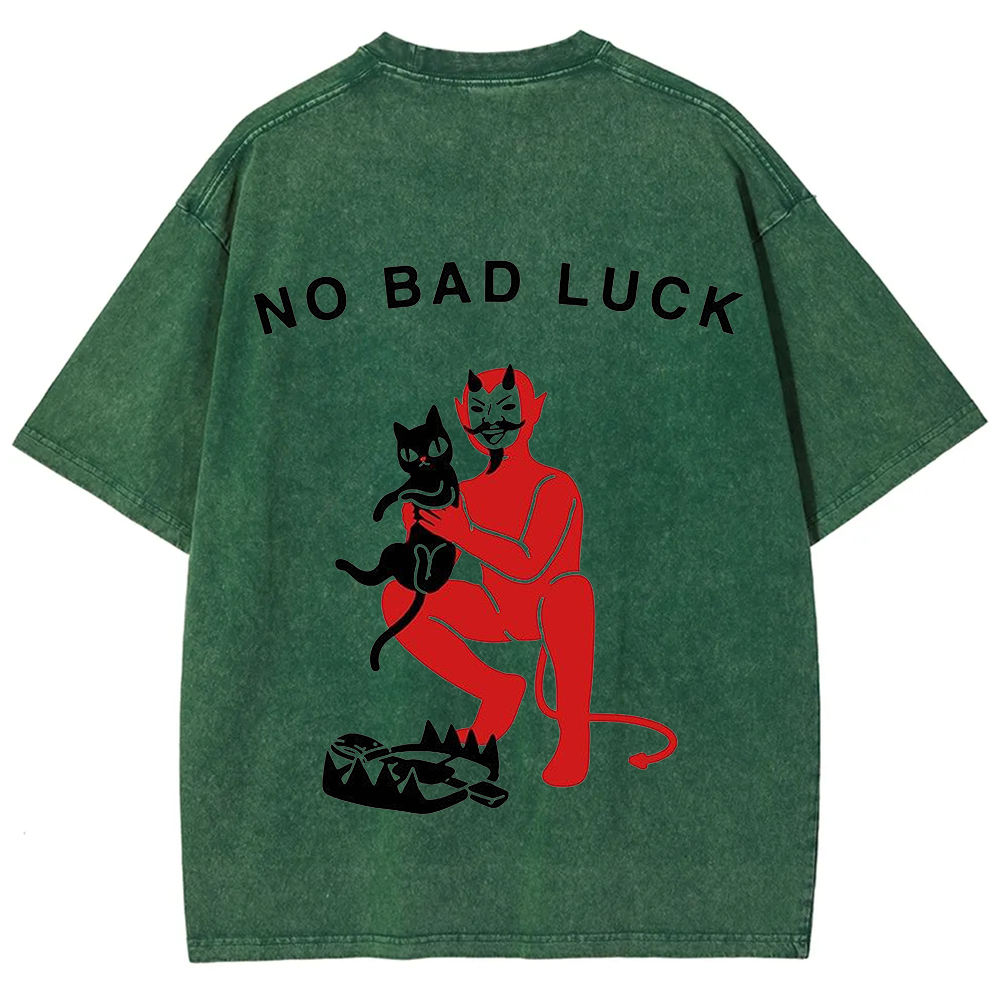 Unisex Cat No Bad Luck Print T-Shirt