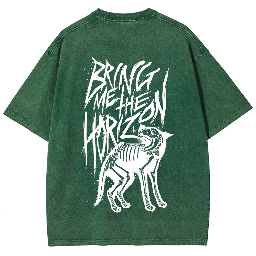 Unisex Vintage Washed Bring Me the Horizon Rock Band T-Shirt