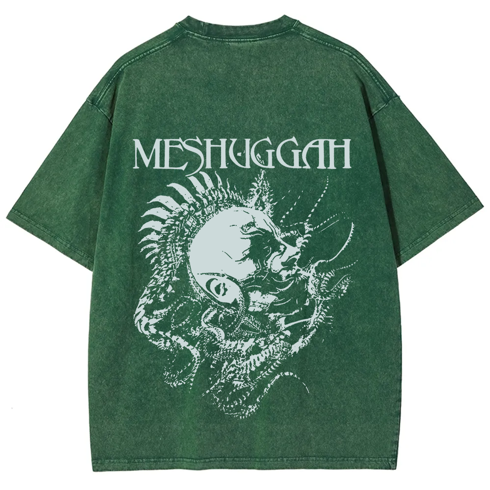Unisex Vintage Washed Meshuggah Metal Band T-Shirt