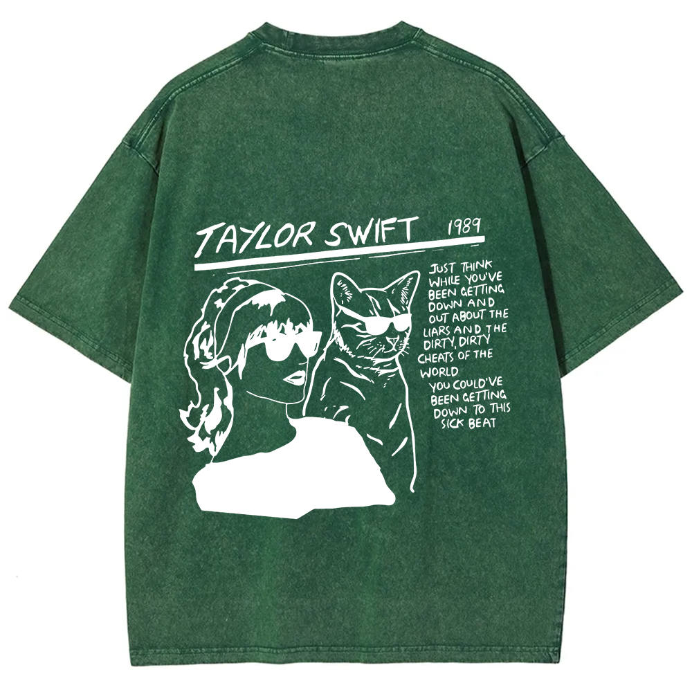 Unisex Casual Taylor Swift Singer Cat Printed T-Shirt