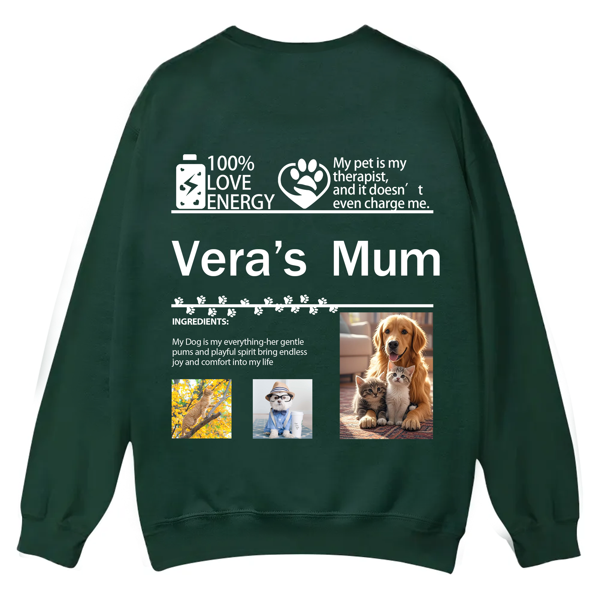 Pet Photo Creative Customized Unisex Casual Crewneck Sweatshirt