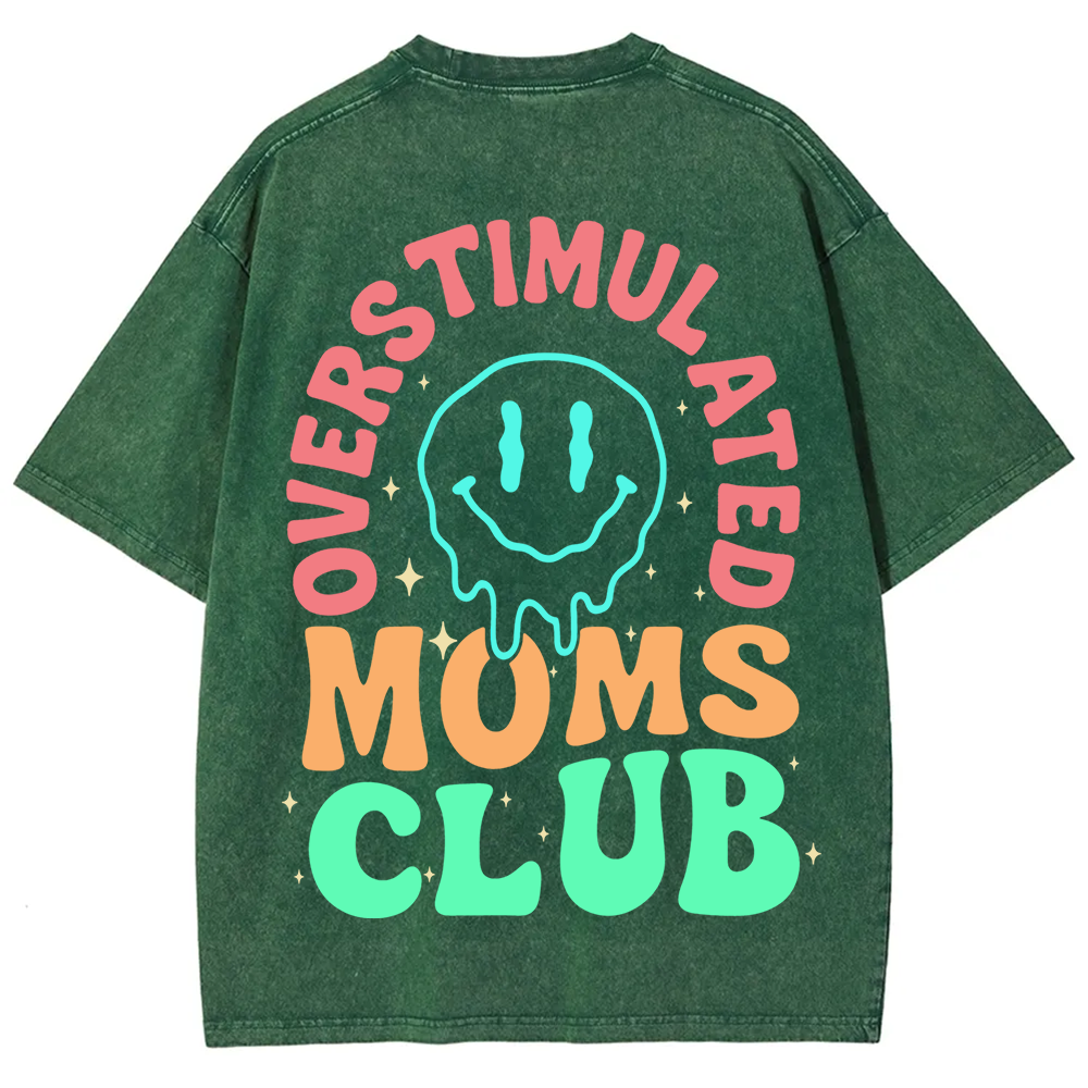 Overstimulated Moms Club Unisex Washed T-Shirt