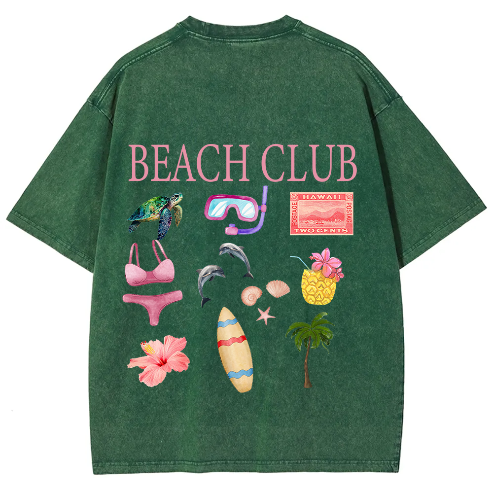 Beach Club Unisex Fit Washed T-Shirt