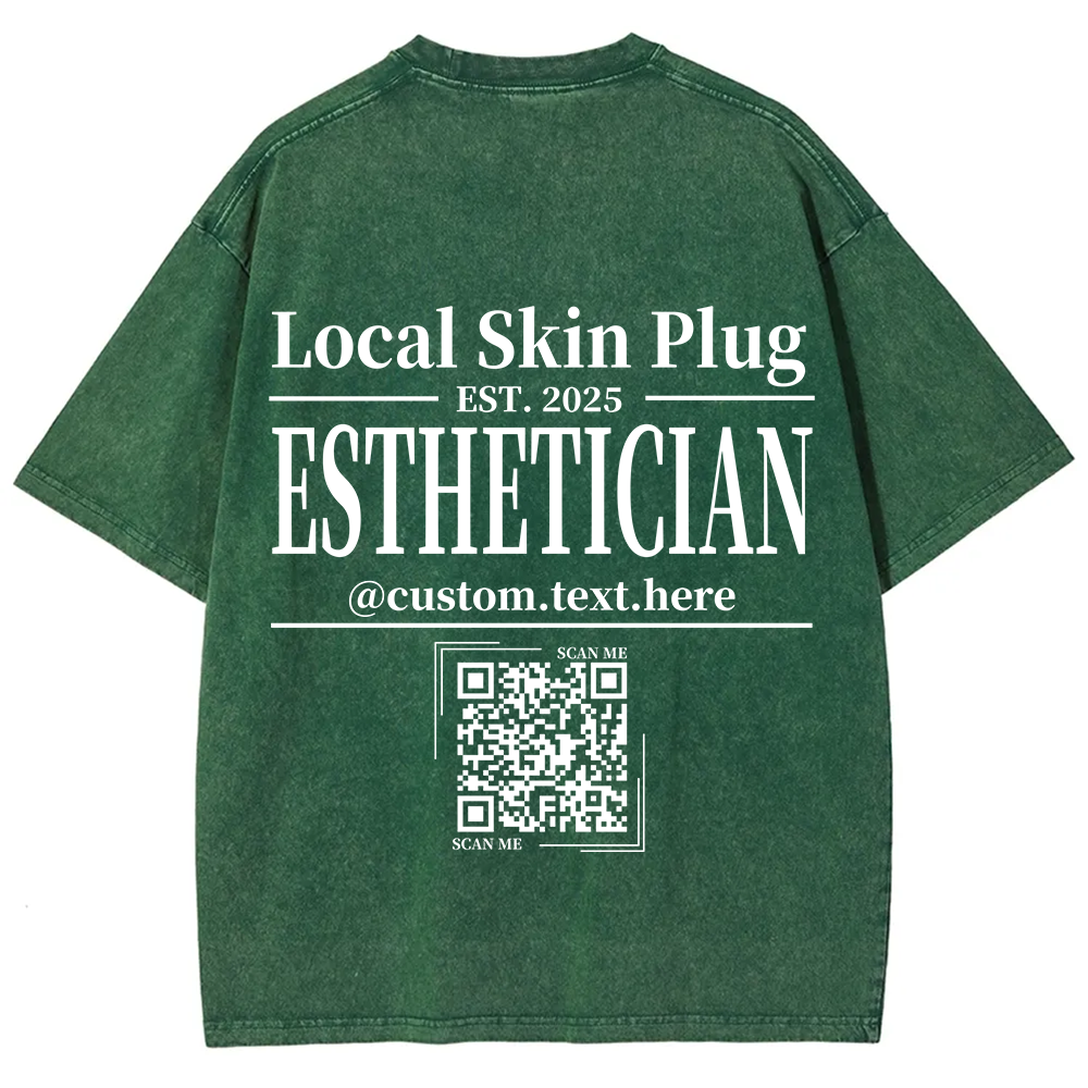 Esthetician Addcustom QR Code Name Unisex Fit Washed T-Shirt