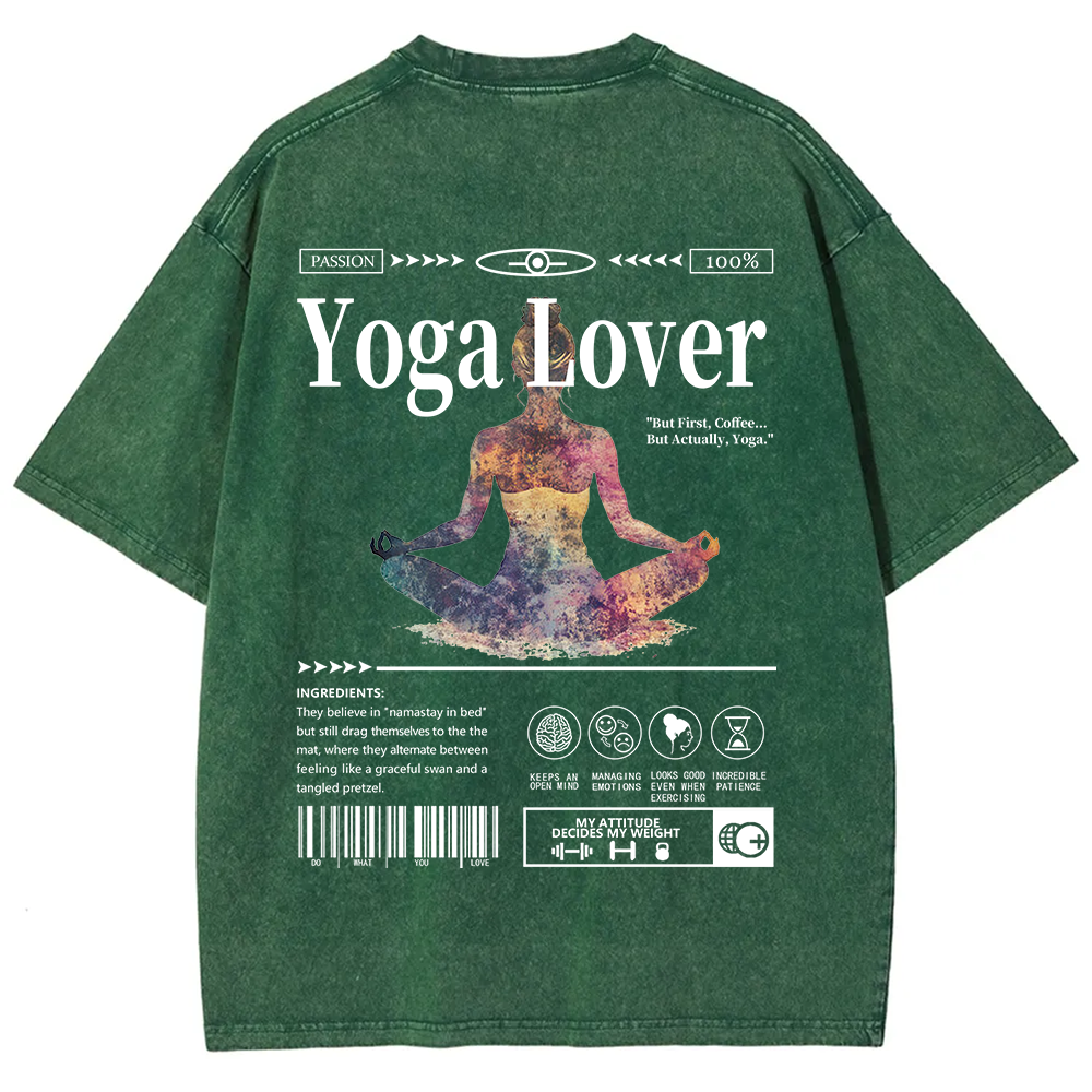 Yoga Lover Casual Washed T-Shirt
