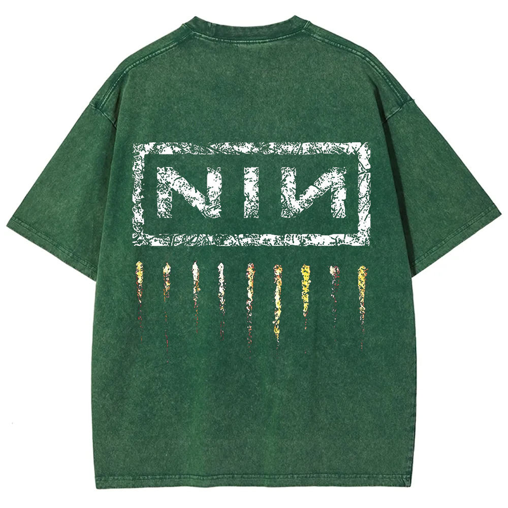 Unisex Vintage Washed Nine Inch Nails Band t-Shirt