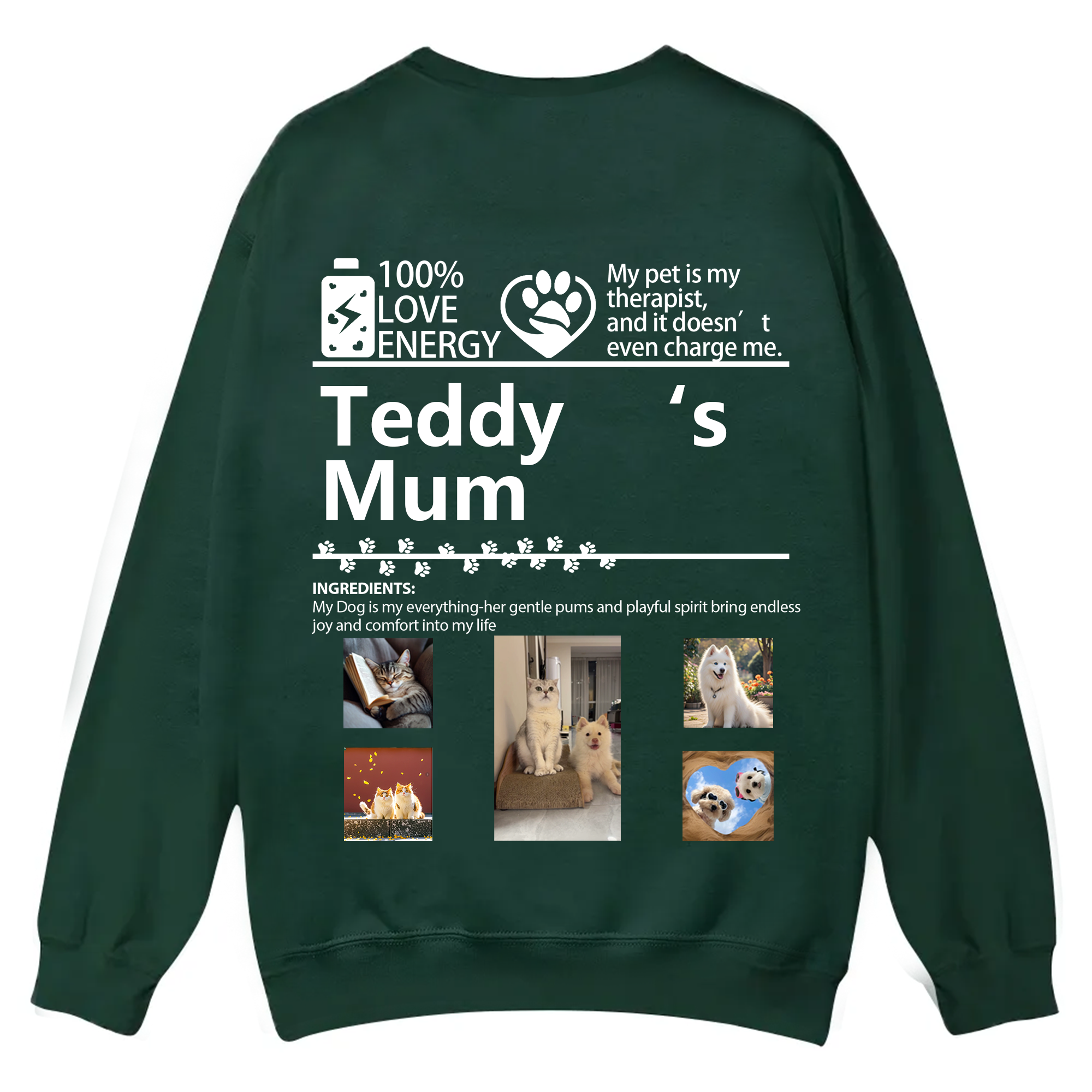 Pets Photos Creative Customized Unisex Casual Crewneck Sweatshirt