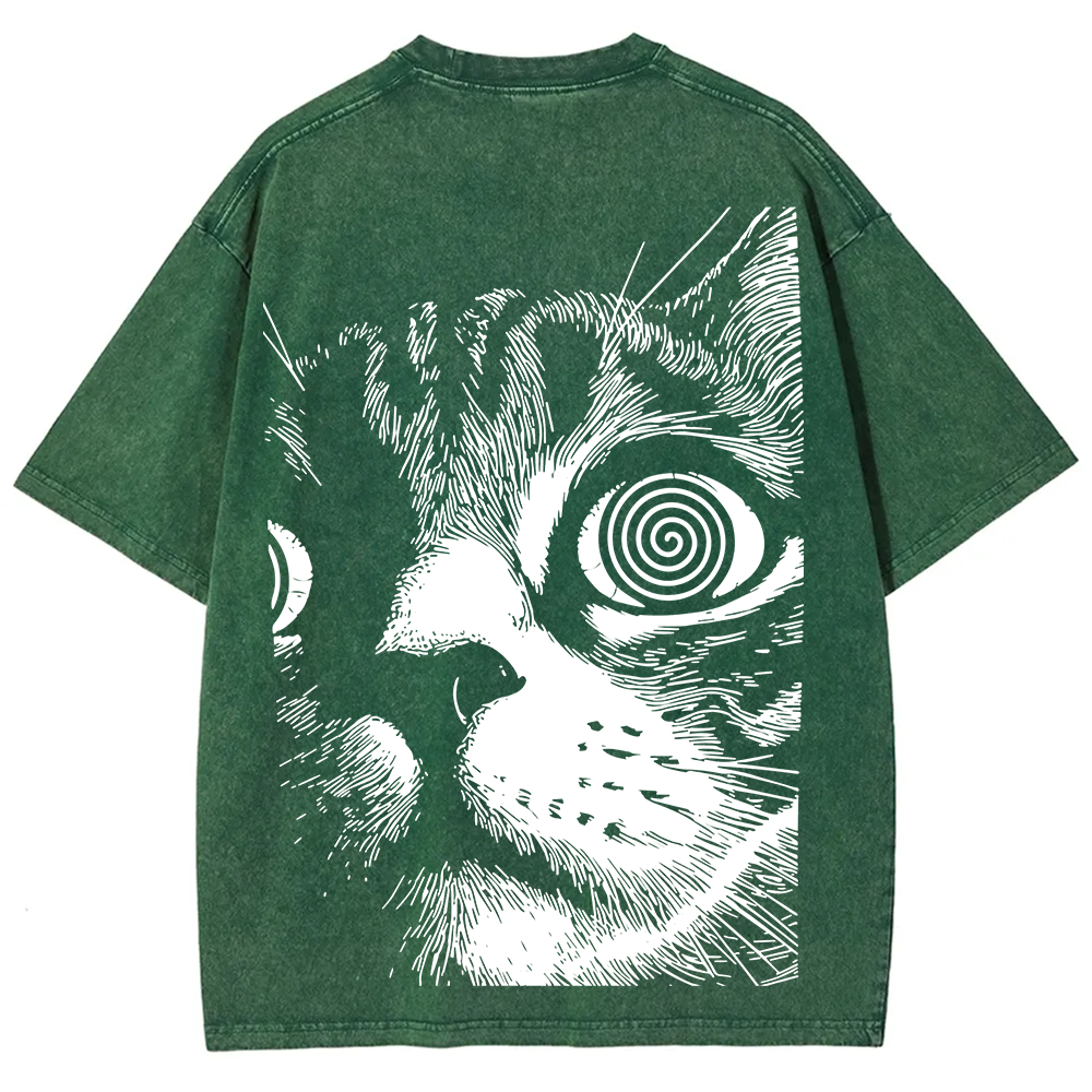 Psychedelic Cat Graphic Print t-Shirt