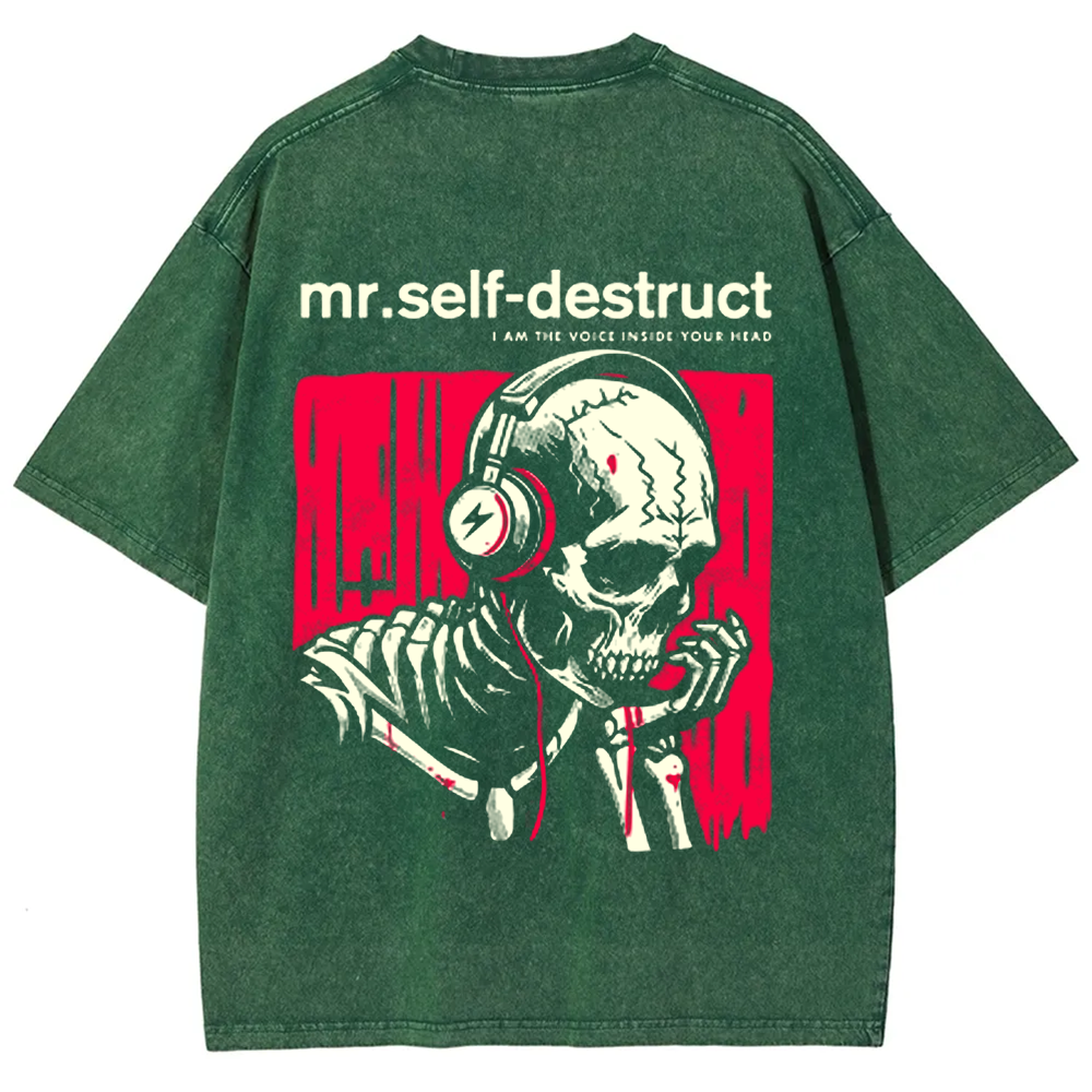 Unisex Washed Nine Inch Nails Mr Self Destruct Music t-Shirt
