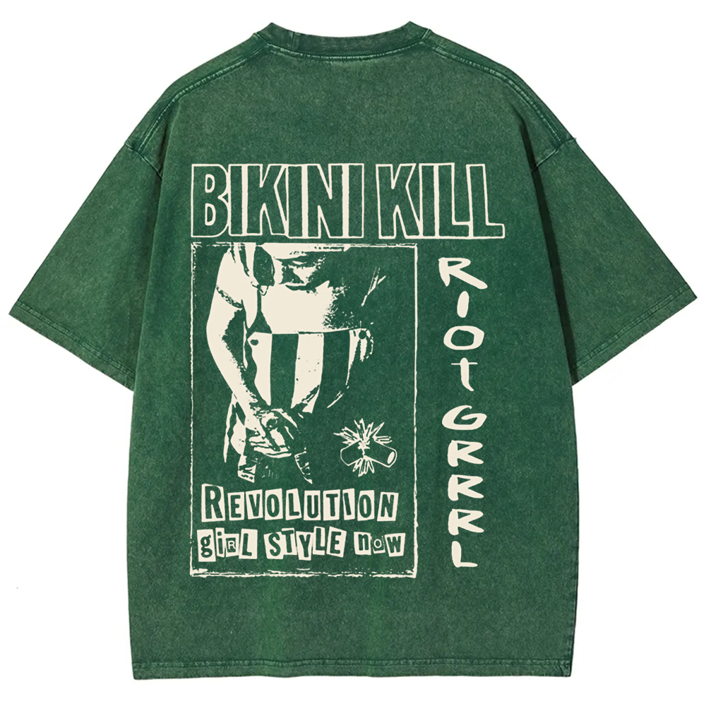 Unisex Vintage Washed Bikini Kill Rock Band t-Shirt