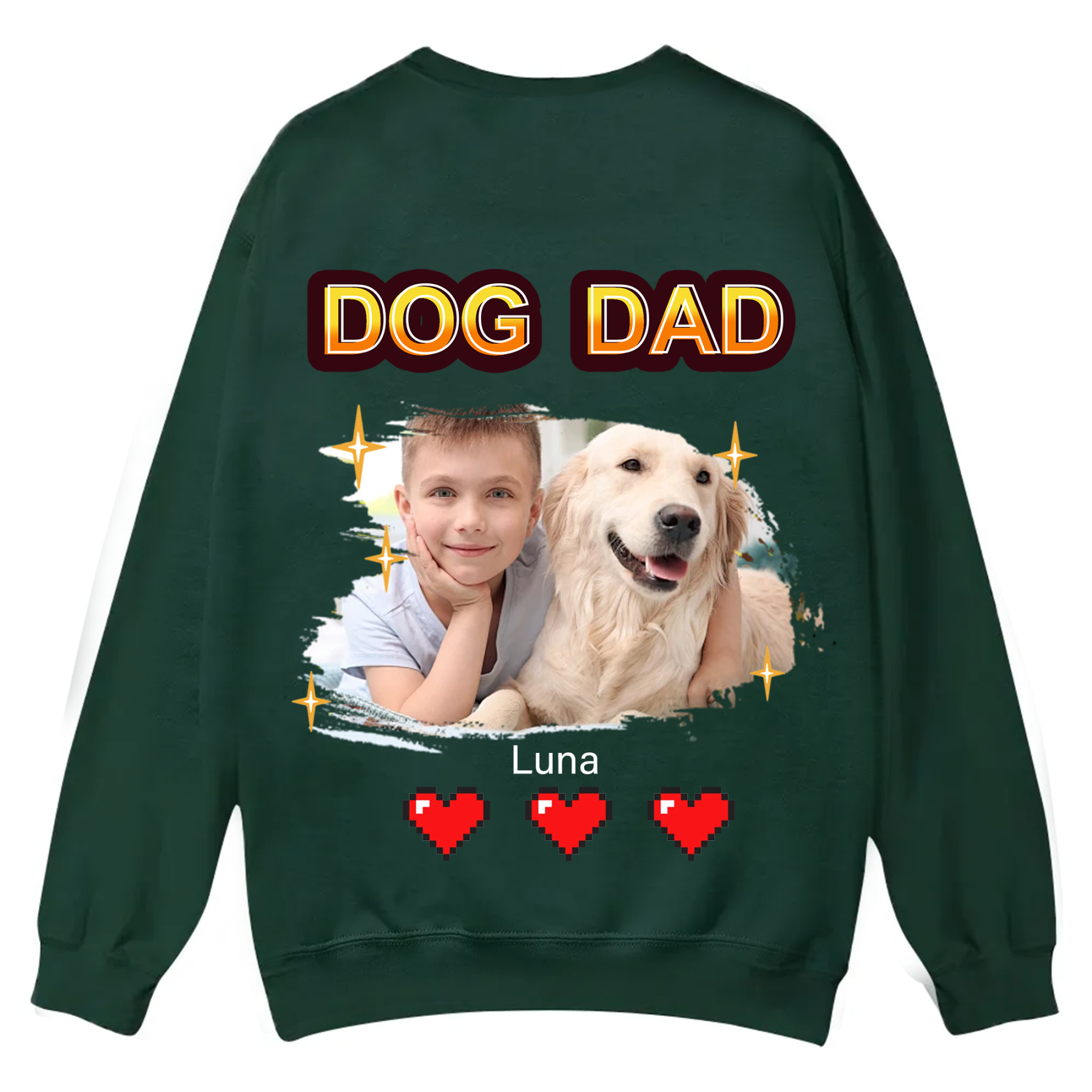 Dog Mom Pixel Photo - Personalized Custom Unisex Casual Crewneck Sweatshirt