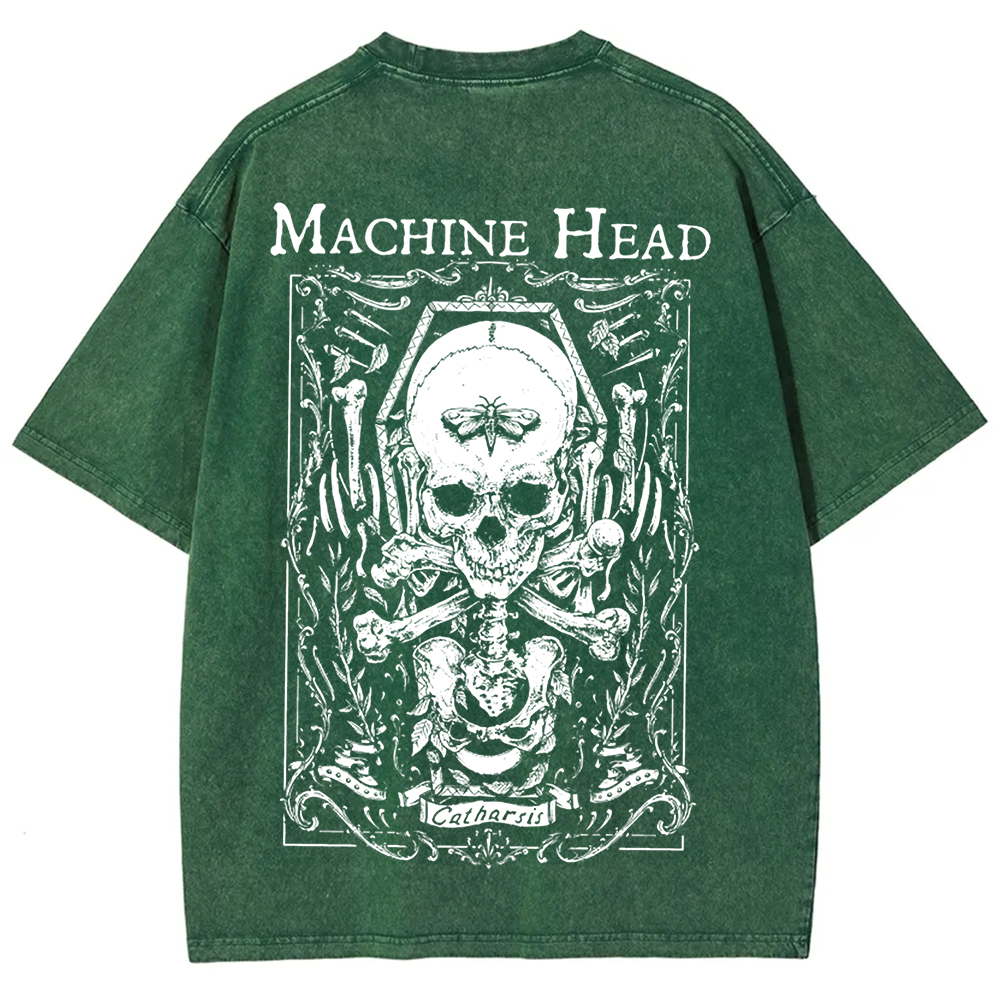 Unisex Vintage Washed Machine Head Band Heavy Meta t-Shirt