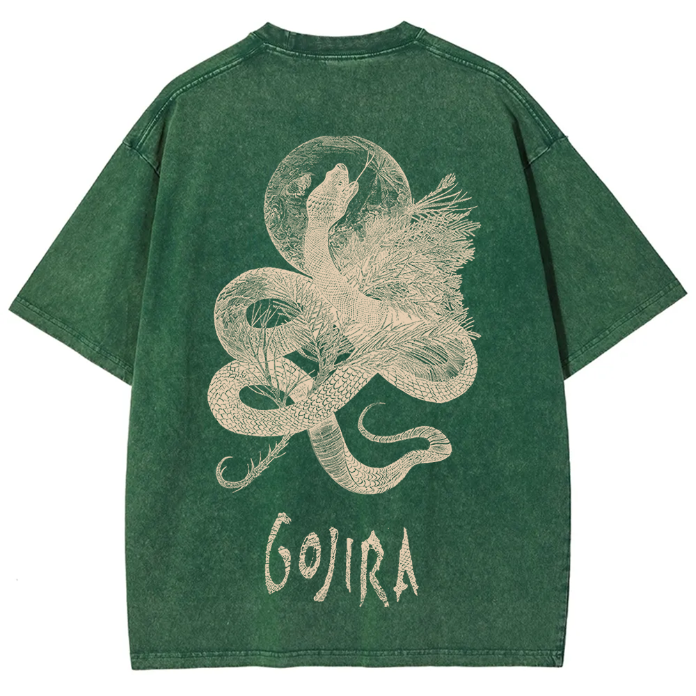 Unisex Vintage Washed Gojira Heavy Metal Band t-Shirt