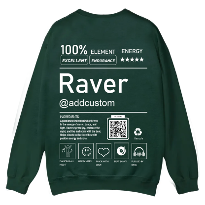 Addcustom QR Code Raver Casual Crewneck Sweatshirt wearishow