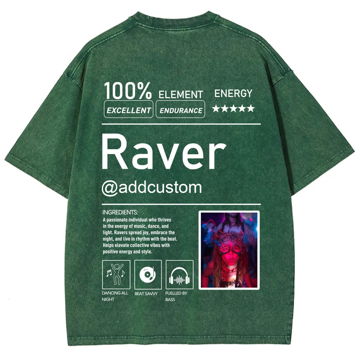 Addcustom  Photo Raver Unisex Fit Washed T-Shirt wearishow