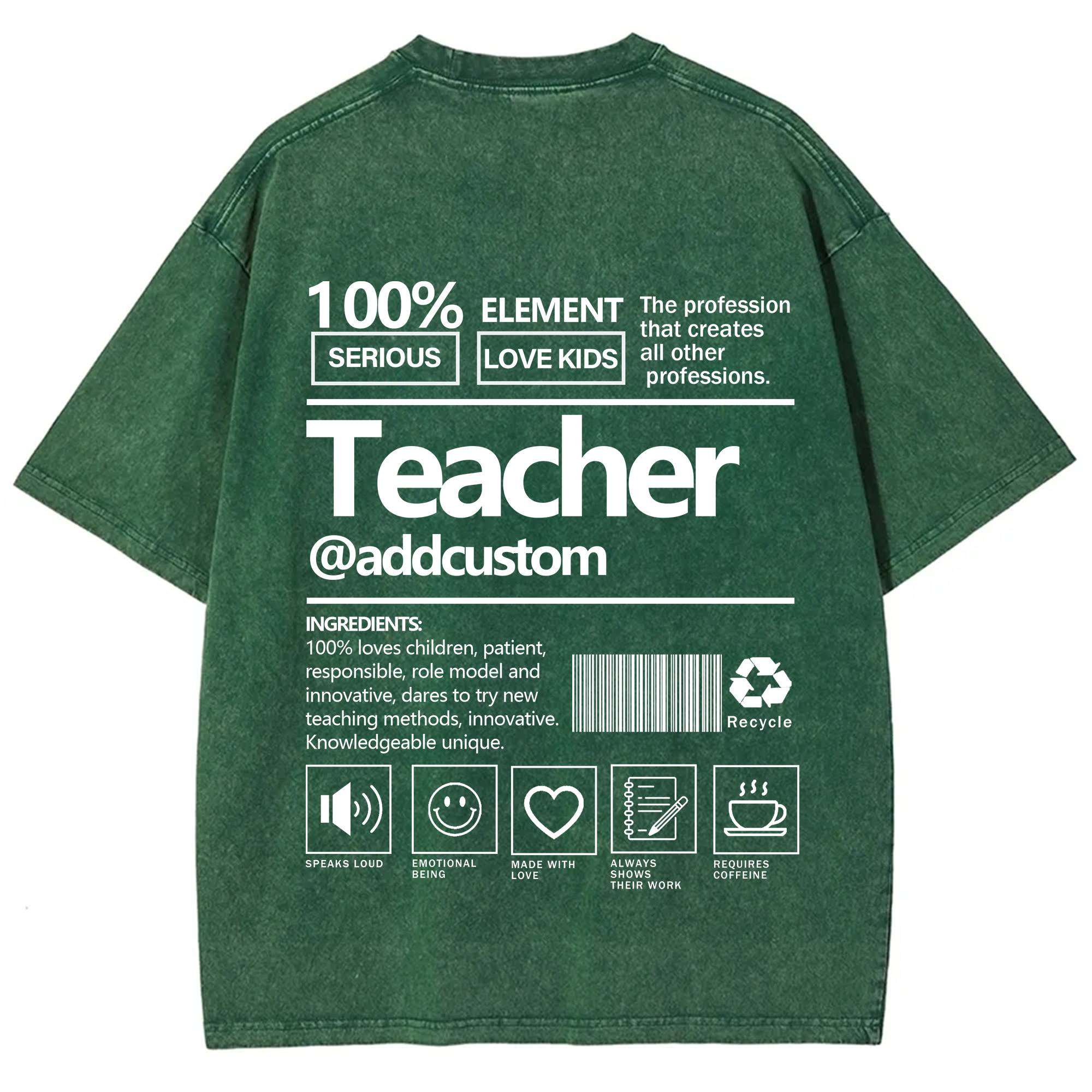 Teacher Addcustom Unisex Fit Washed T-Shirt wearishow