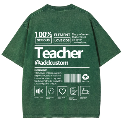 Teacher Addcustom Unisex Fit Washed T-Shirt wearishow