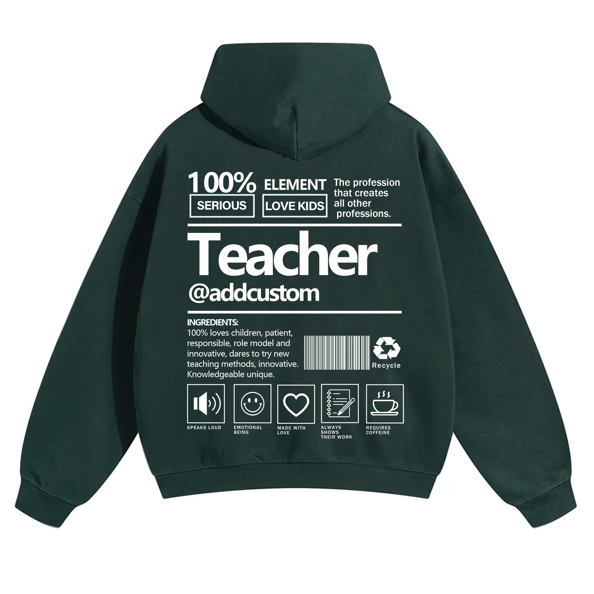 Teacher Addcustom Solid Color Hoodie wearishow