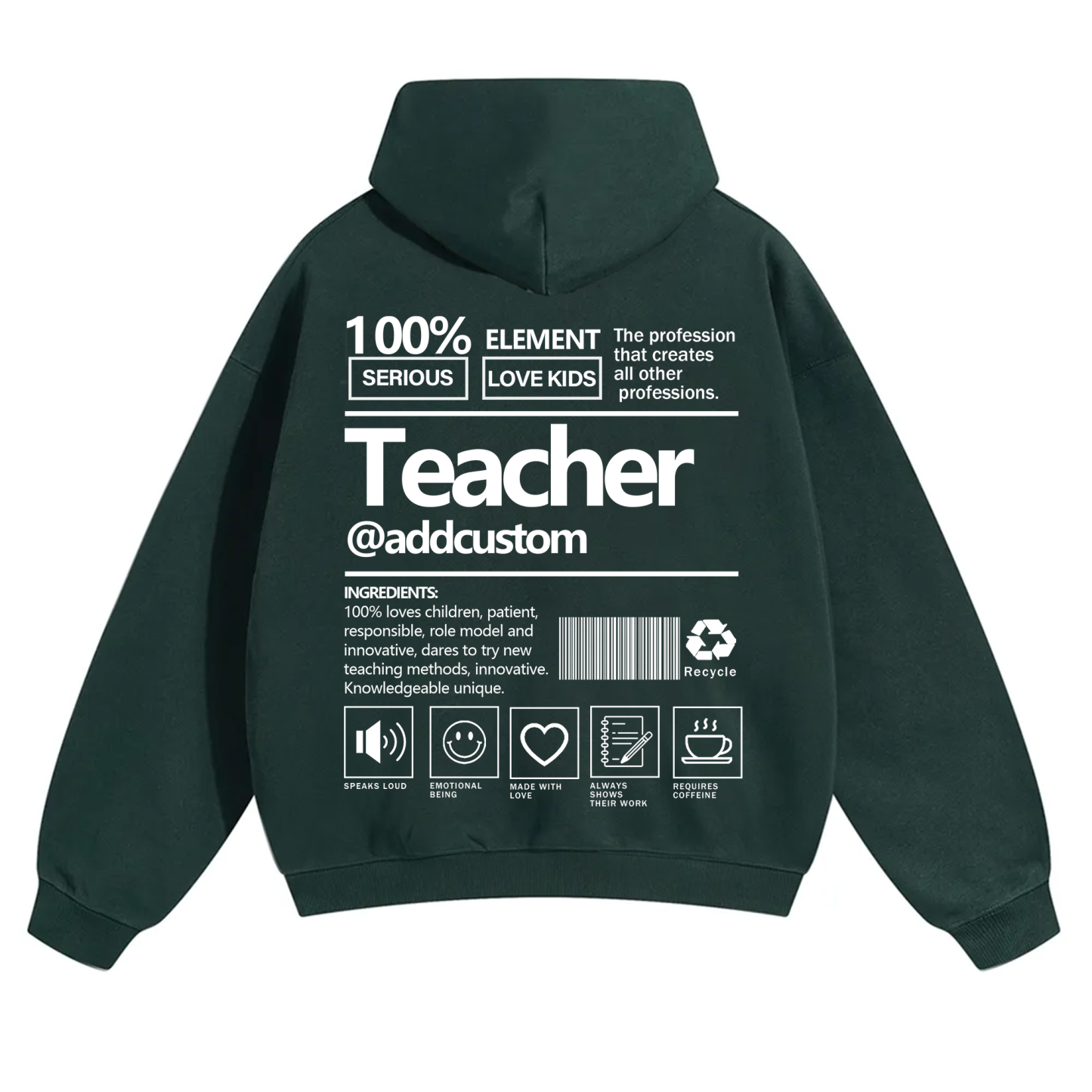 Teacher Addcustom Solid Color Hoodie wearishow