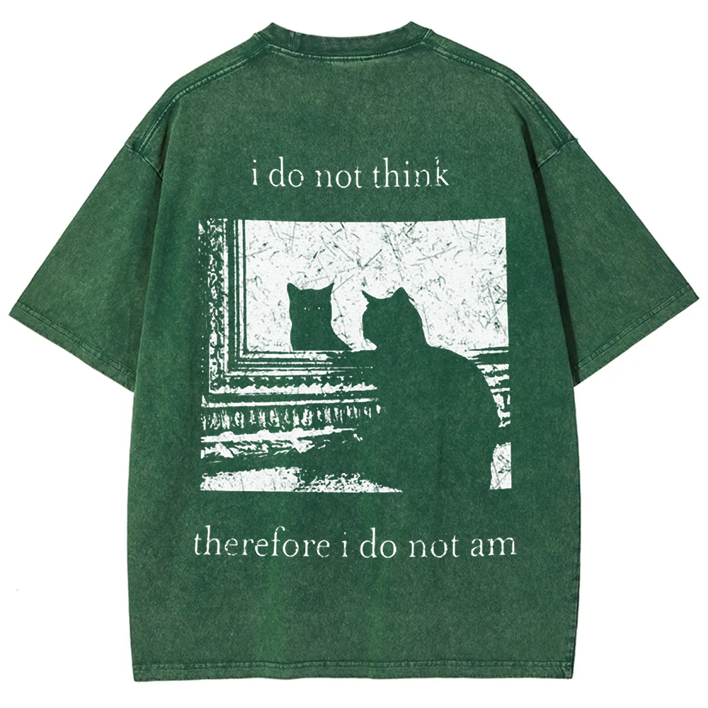 Unisex Vintage I do not think therefor I do not am Funny Cat t-Shirt