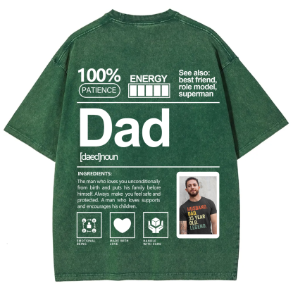 Addcustom Photo Dad Washed T-Shirt
