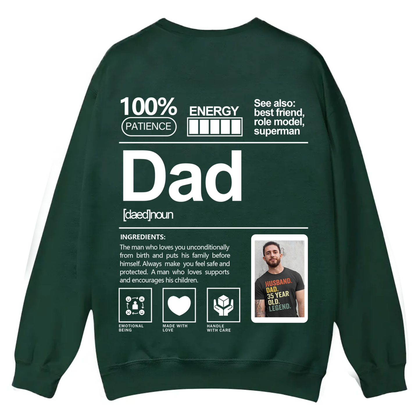 Addcustom  Photo Dad Casual Crewneck Sweatshirt