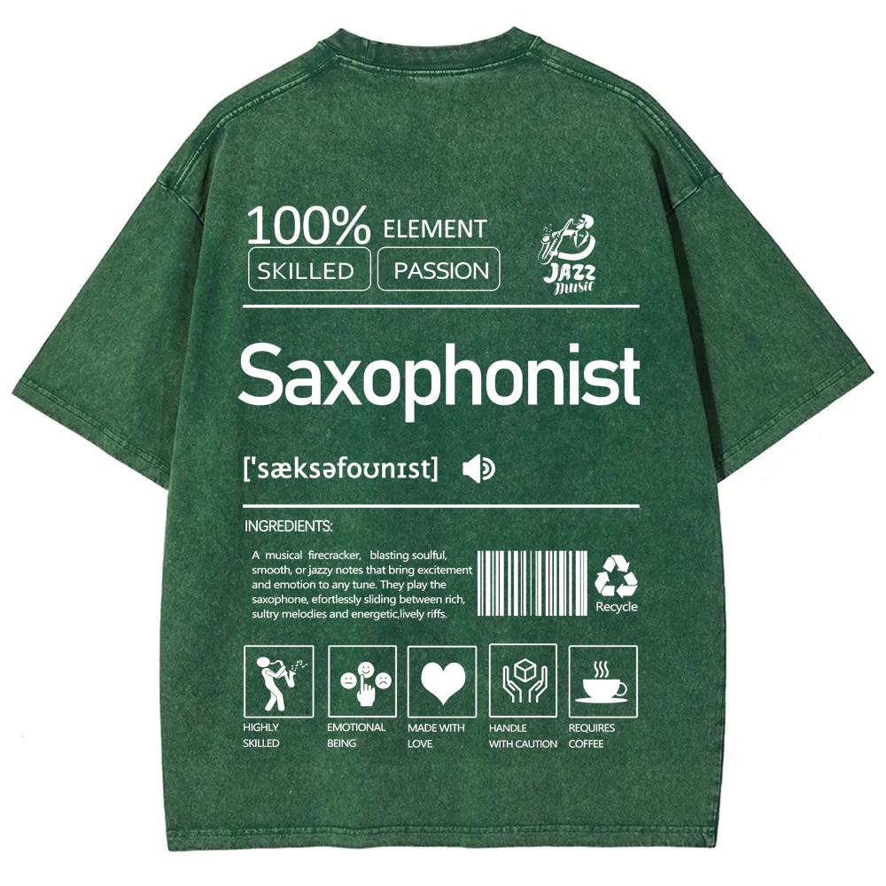 Saxophonist Unisex Fit Washed T-Shirt  wearishow