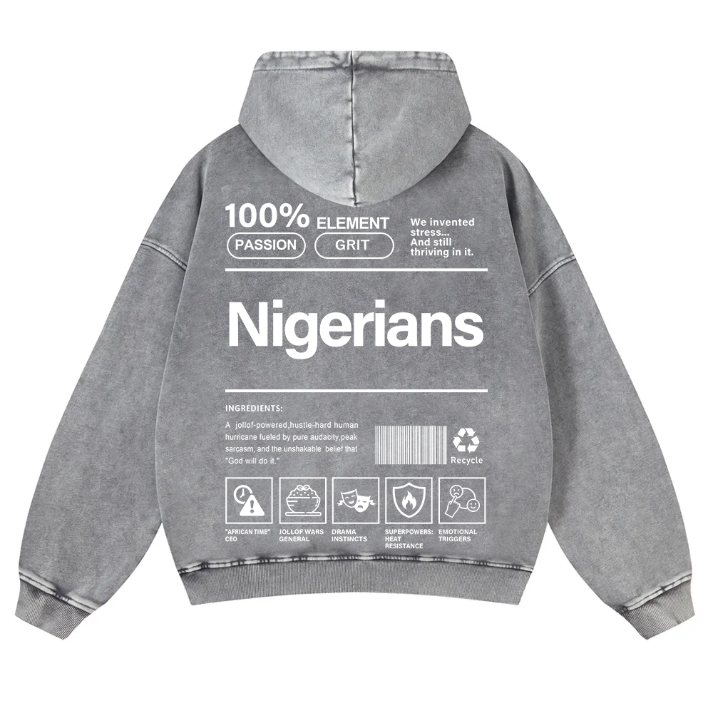 Nigerians Unisex Fit  Washed Hoodie wearishow