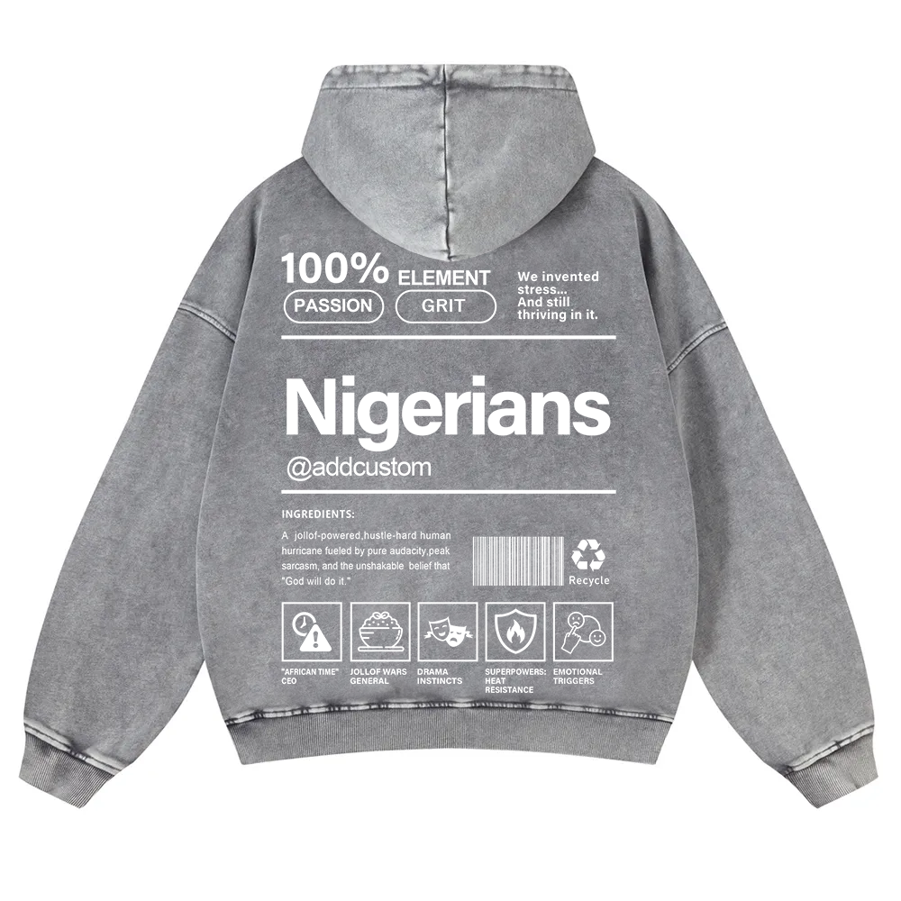 Nigerians Addcustom Unisex Fit  Washed Hoodie wearishow