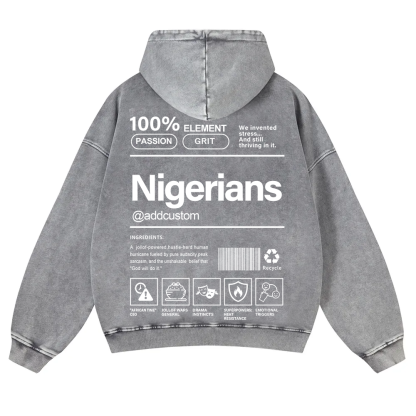 Nigerians Addcustom Unisex Fit  Washed Hoodie wearishow