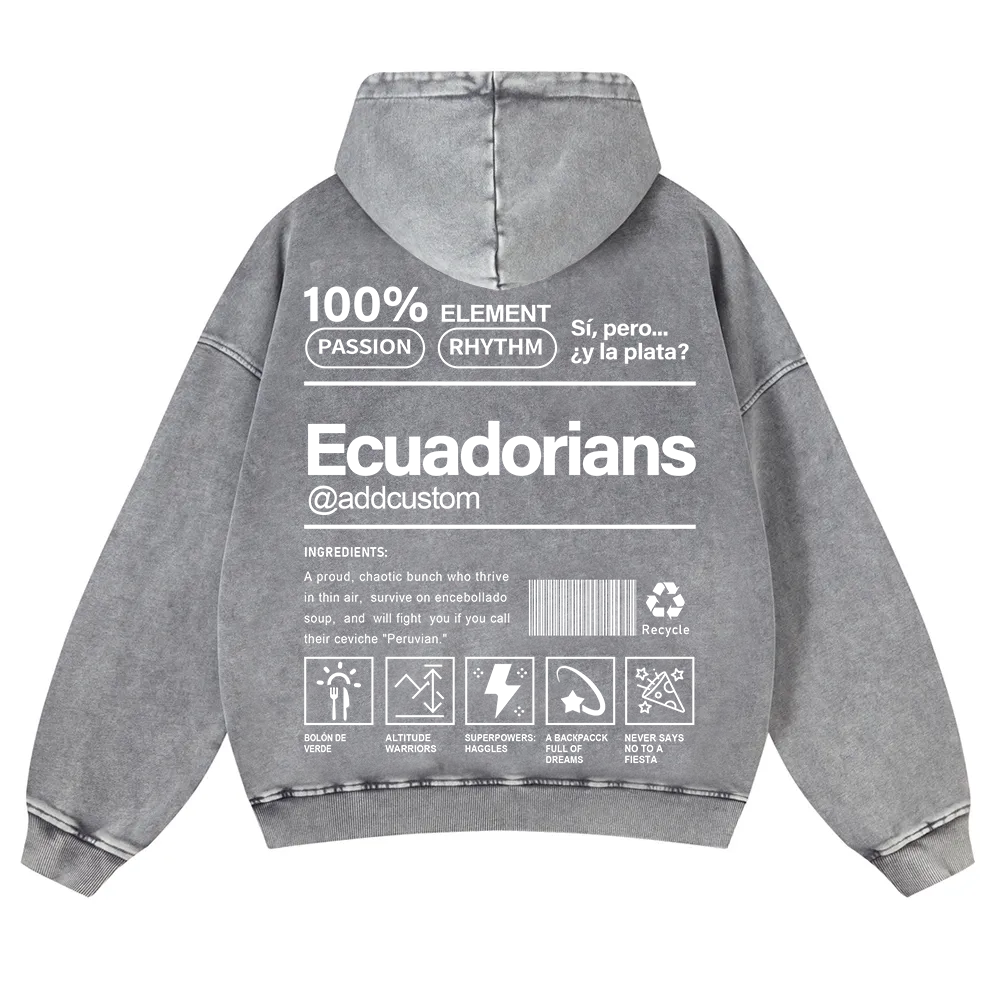 Ecuadorians Addcustom Unisex Fit  Washed Hoodie wearishow